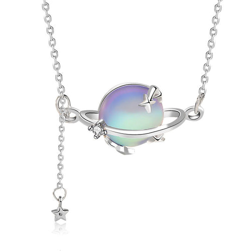 Moonstone Planet Necklace Female Clavicle Chain