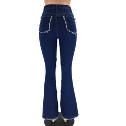 Uitlopende jeans met hoge taille en patchwork