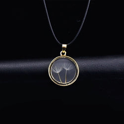 Dandelion dried flower necklace alloy plated glass female necklace
