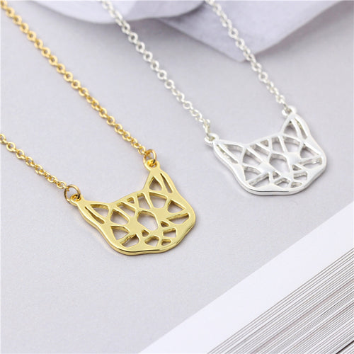 Hollow cat head necklace female pendant personality necklace