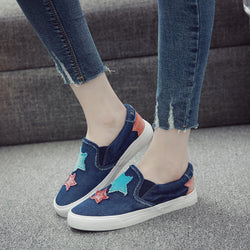 In the autumn of 2021 new students canvas shoes female Korean pedal flat loafer denim casual shoes