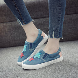 In the autumn of 2021 new students canvas shoes female Korean pedal flat loafer denim casual shoes