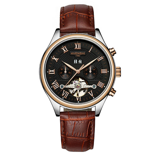 The teacher watches men's mechanical automatic table Tourbillon watch leisure belt multifunctional hollow men