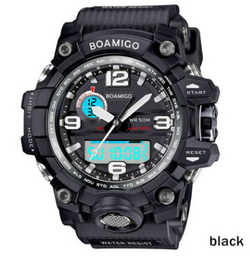 BOAMIGO merk heren sporthorloges dubbel display analoog digitaal LED Elektronische quartz horloges 50M waterdicht zwemhorloge F5100