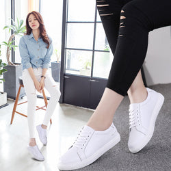 2021 Winter Nieuwe Dame Witte Schoen Lederen Schoenen Casual Schoenen Vrouwelijke Koreaanse Studenten Groothandel Fabrikanten