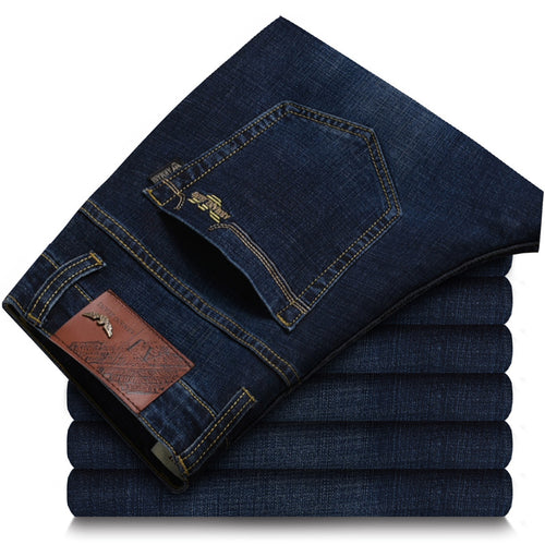 Elastische herfst en winter hoogwaardige mannelijke jeans zakelijke rechte buis reparatie merk jeans heren losse maat herenkleding