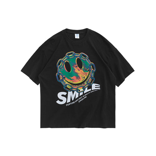 Smiley bedrukt T-shirt met korte mouwen heren