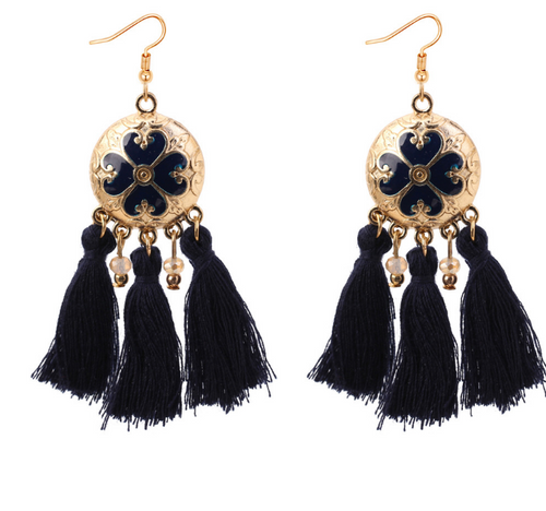 Disc tassel earrings female