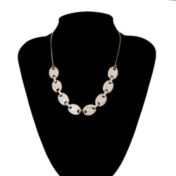 Female metal zircon oval necklace