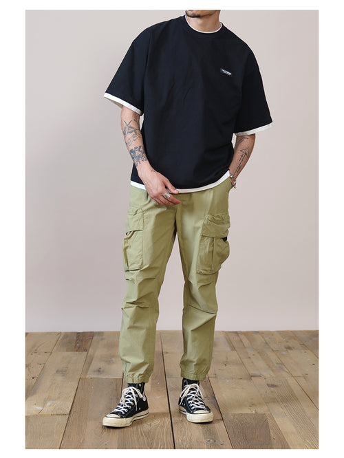 Autumn New Style Multi-bag Tooling Trousers Casual Cropped Trousers Men - SIMWILLZ 