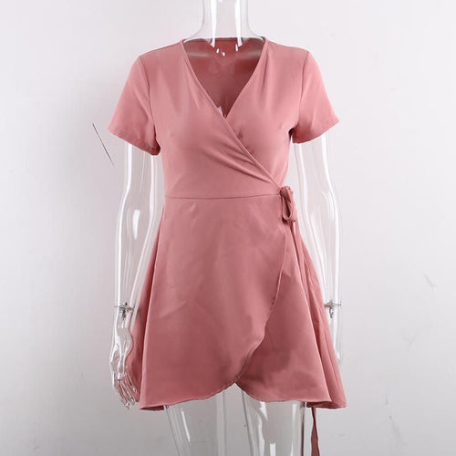 Dress pink V-neck dress