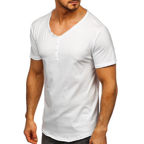 Men's Fashion Simple V-neck Short-sleeved T-shirt Top