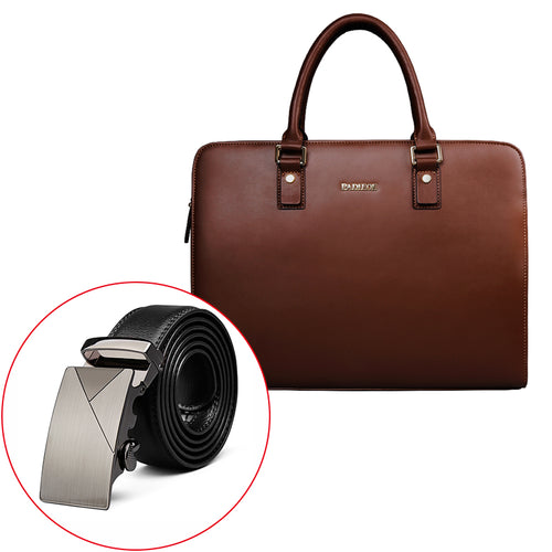Real Cowhide Men's Bag Briefcase Business Handbag - SIMWILLZ 