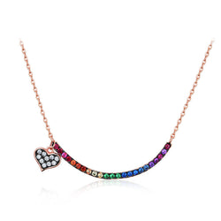 Sterling Silver Rainbow Necklace Female Trendy Pendant