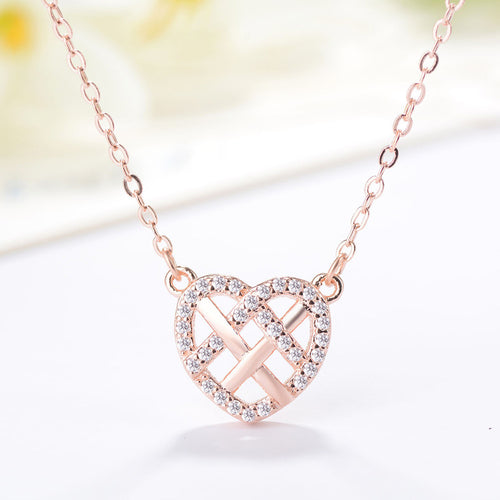 Crystal Love Heart Necklace Female Pendant