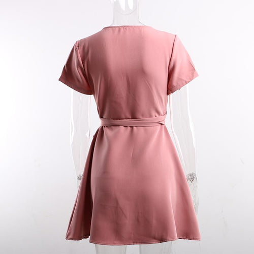 Dress pink V-neck dress