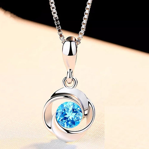 Clover blue crystal retro necklace female