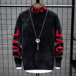 Men Fashion High Neck Loose Personalized Sweater