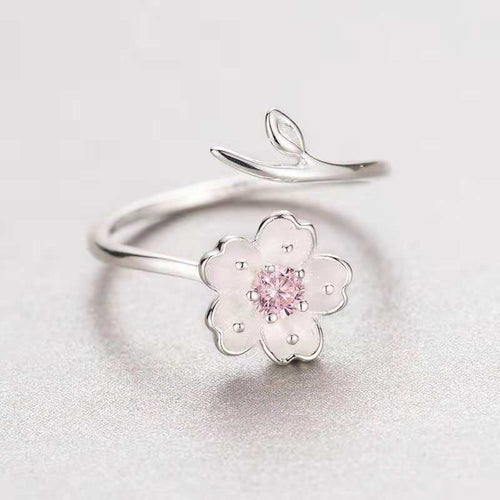 LNRRABC Elegant Purple Pink Flowers Finger Rings Stainless Steel Rings For Women Crystal Ring Fashion Jewelry Dropshipping