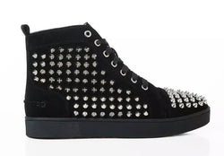 Men's And Women's Thick-soled High-top Rhinestone Rivet Casual Sneakers