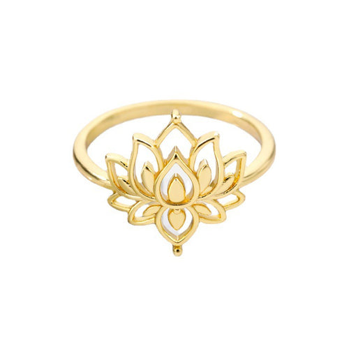 Women's Stainless Steel Rings Vintage Golden Lotus Rings Men's Moon Sun Opal Rings Wedding Couple Rings