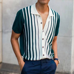 Men's Casual Short-sleeved Loose Button Lapel Polo Shirt - SIMWILLZ 