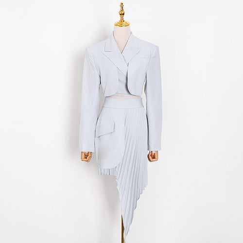 Suit Beveled Pleated Skirt Suit