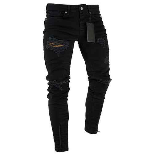 Men Long Basic Broken Jeans - SIMWILLZ 