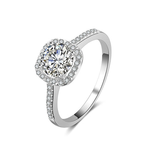 Trouwringen voor vrouwen zilveren kleur sieraden luxe ringen verloving vierkante Bague zirkonia