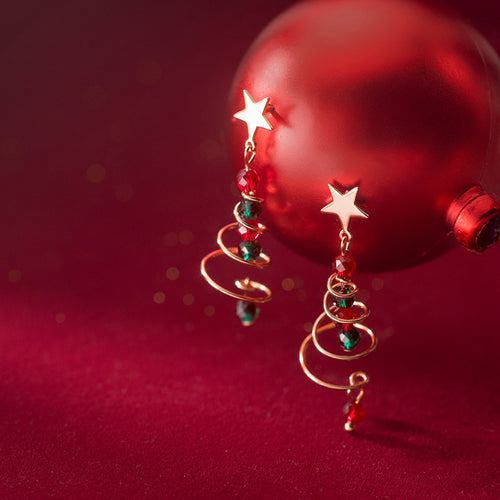 Christmas tree earrings female