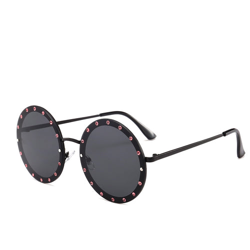 Round diamond-encrusted sunglasses female diamond decoration European and American street shooting trend catwalk sunglasses