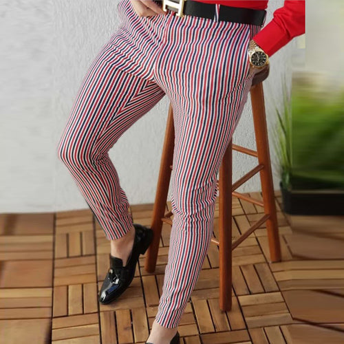 Fashion Personality Striped Slim Suit Trousers