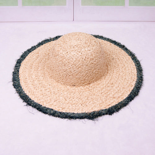 Natural Raffia Hat Sunscreen Broad-Brimmed Hat Beach Hat DIY Wide Brim Burr Color Dome Hat