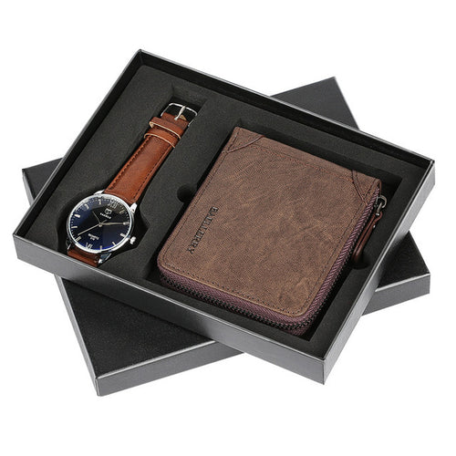 Horloge herenportemonnee Mode verjaardagscadeau Heren quartzhorloge portemonnee