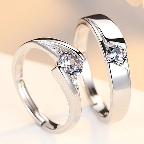 Simulatie Diamanten Ring Paar Ringen Een paar Live 925 Zilveren Mannen en Vrouwen Huwelijk Ringen Belettering Ringen Diamanten Ringen