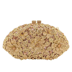 Shell-shaped flower gemstone bag evening bag rhinestone clutch