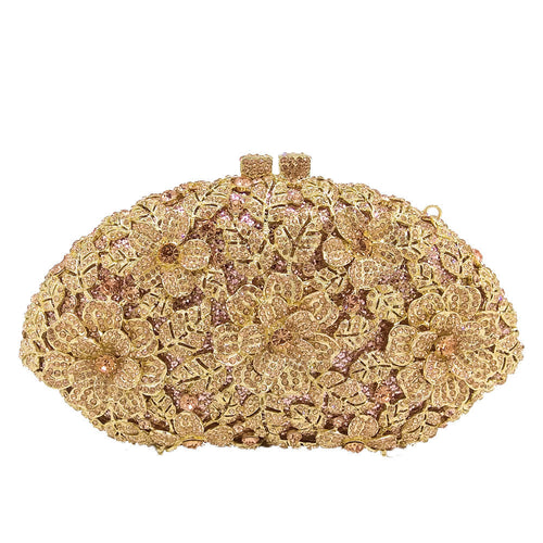 Shell-shaped flower gemstone bag evening bag rhinestone clutch