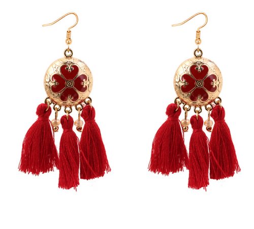 Disc tassel earrings female