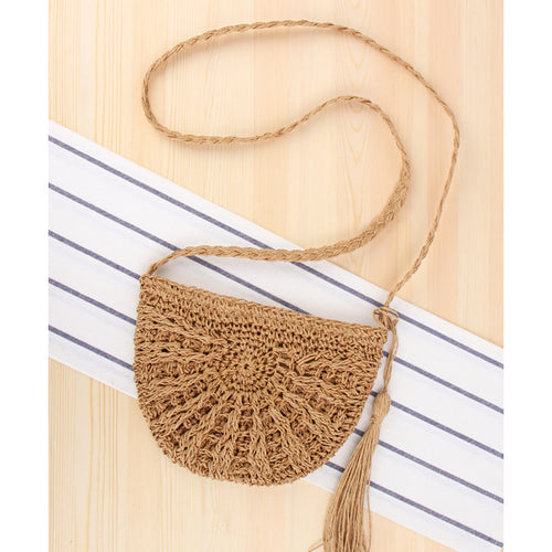Crossbody Hand-Woven Bag Casual Simple Straw Bag Seaside Vacation Beach Bag