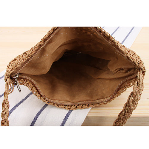 Crossbody Hand-Woven Bag Casual Simple Straw Bag Seaside Vacation Beach Bag