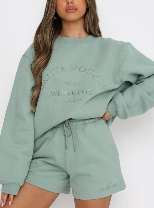 Women Sweater Letter Graphic Embroidery Loose Casual Long Sleeves Sweater Fleece Pullover