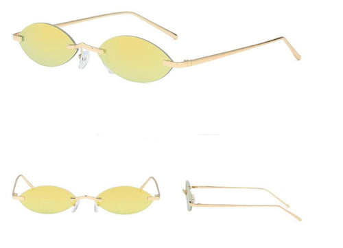 Elliptische zonnebril dames zonnebril met metalen frame frameloze kleurrijke zonnebril