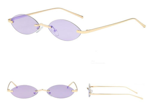 Elliptische zonnebril dames zonnebril met metalen frame frameloze kleurrijke zonnebril