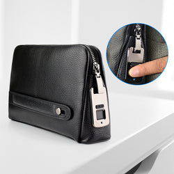 Mens Wallet Fingerprint Lock Bag First Layer Cowhide Business Handbag Men Fashion Fingerprint Men Bag