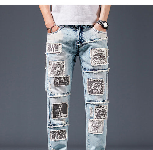 Denim Men Jeans Old Patches - SIMWILLZ 