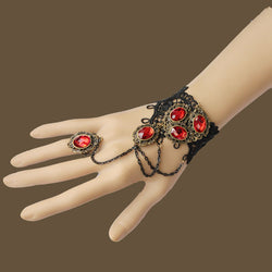 Gothic Style Fashion Black Female Lace Bracelet Ring