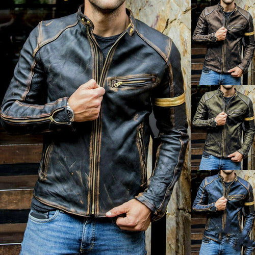 Motorcycle leather jacket for men - SIMWILLZ 