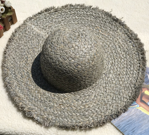 Natural Raffia Hat Sunscreen Broad-Brimmed Hat Beach Hat DIY Wide Brim Burr Color Dome Hat