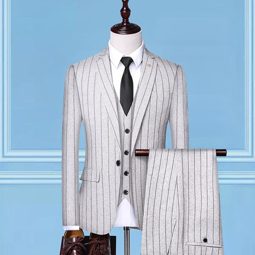 Men's slim striped suit three-piece suit - SIMWILLZ 