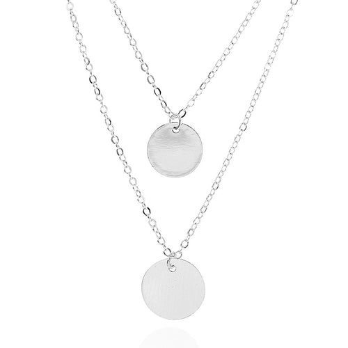 Simple round metal necklace female